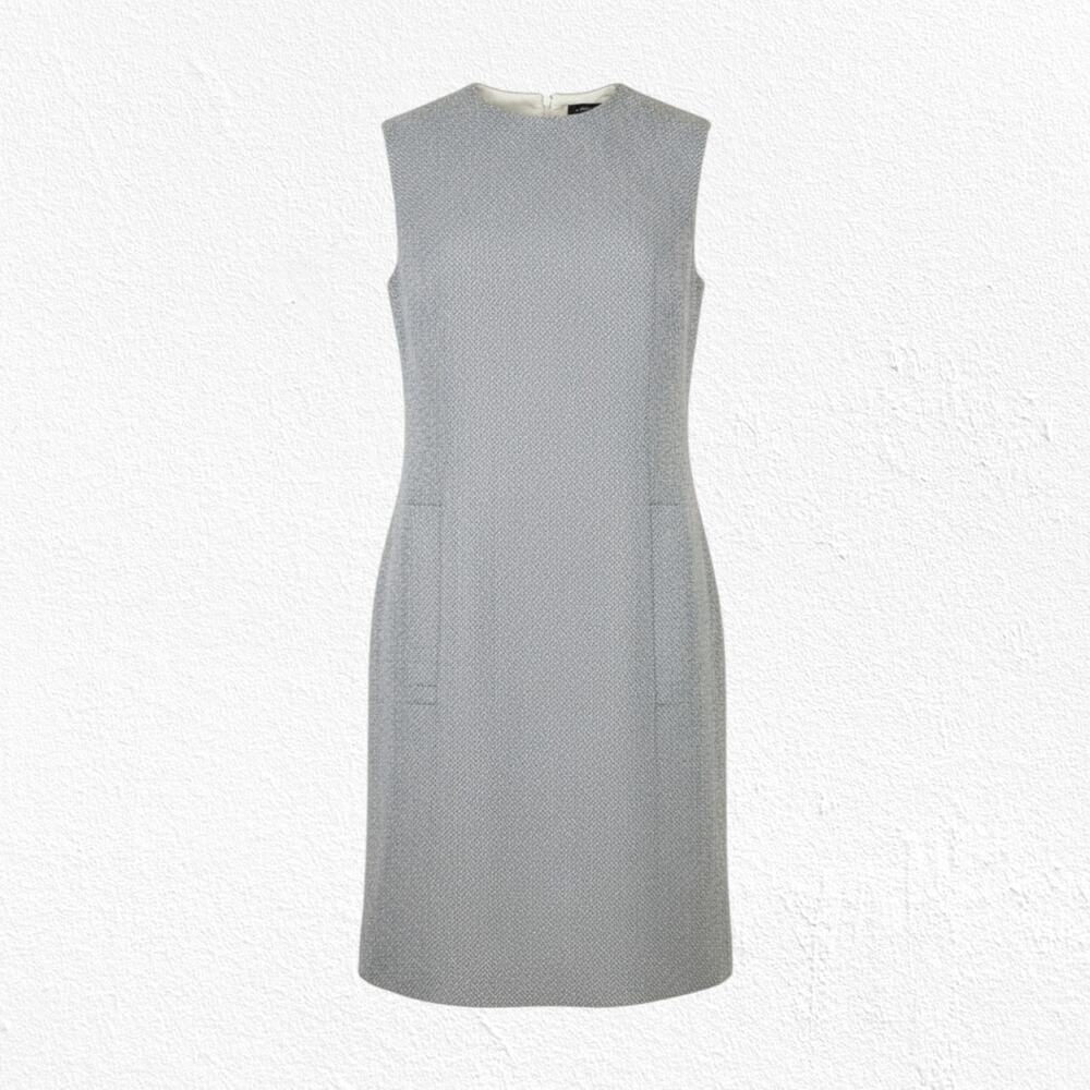 1960s Vintage Bonwit Teller Gray Wool Tweed Mod Sleeveless Shift Dress Size 4